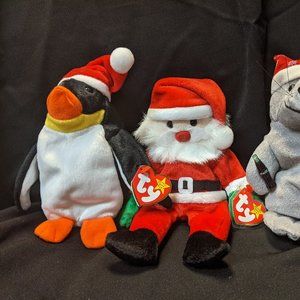 TY Beanie Babies Santa Claus 1998, Coca-Cola Seal and Ty Beanie Babies Zero 1998